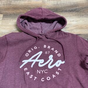 Aeropostale Maroon/Burgundy Hoodie with White and Pink Logo